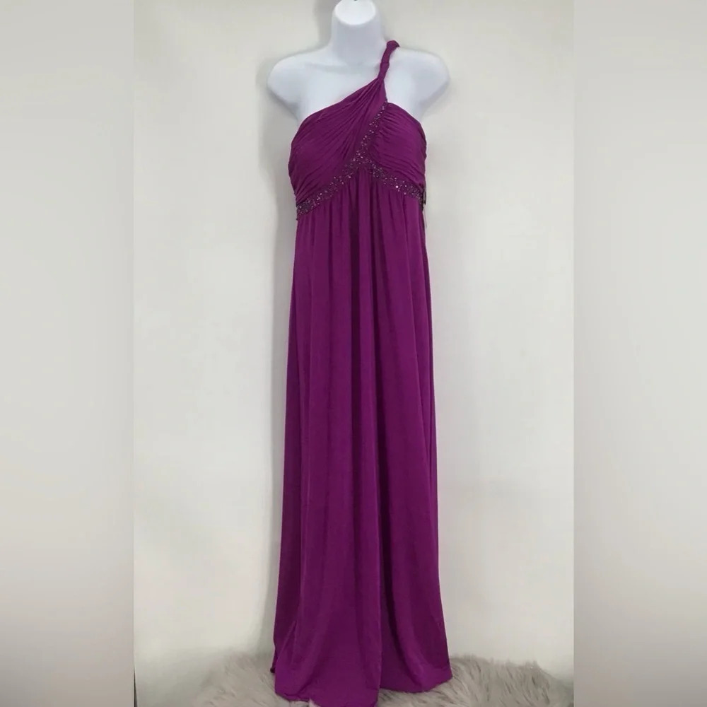 Adrianna Papell Boutique Twist One Shoulder Sequined Formal Party Dress NWT 10